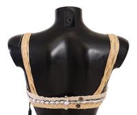 Dolce & Gabbana Beige Straw Raffia Woven Crochet Cover Up Women's Top