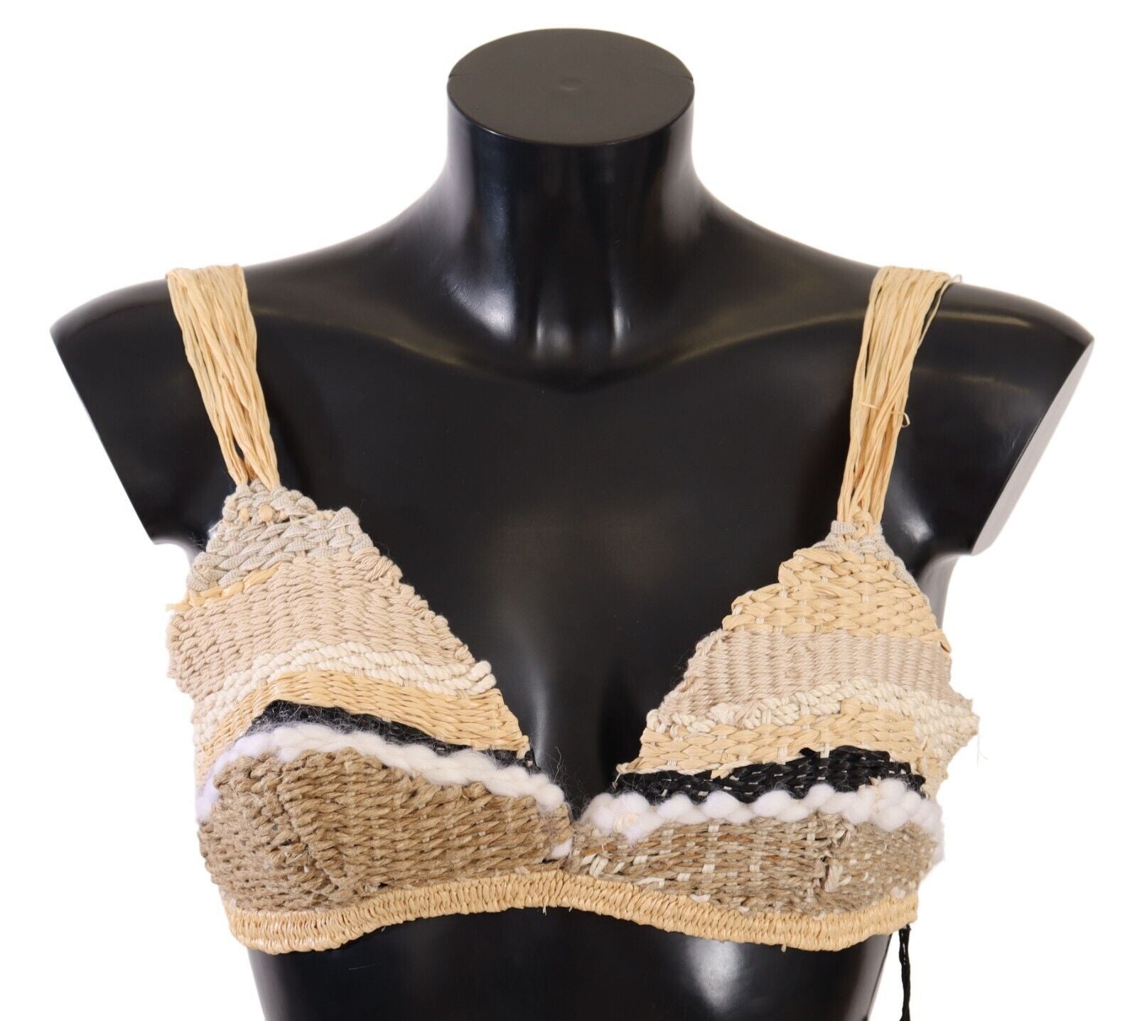 Dolce & Gabbana Beige Straw Raffia Woven Crochet Cover Up Women's Top