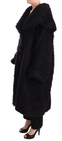 Dolce & Gabbana Dolce & Gabbana Black Mohair Fur Cape Trench Coat Women's Jacket