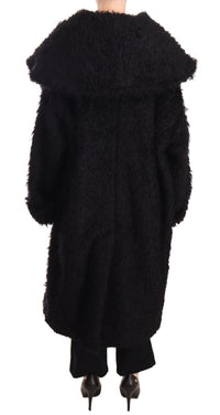 Dolce & Gabbana Dolce & Gabbana Black Mohair Fur Cape Trench Coat Women's Jacket