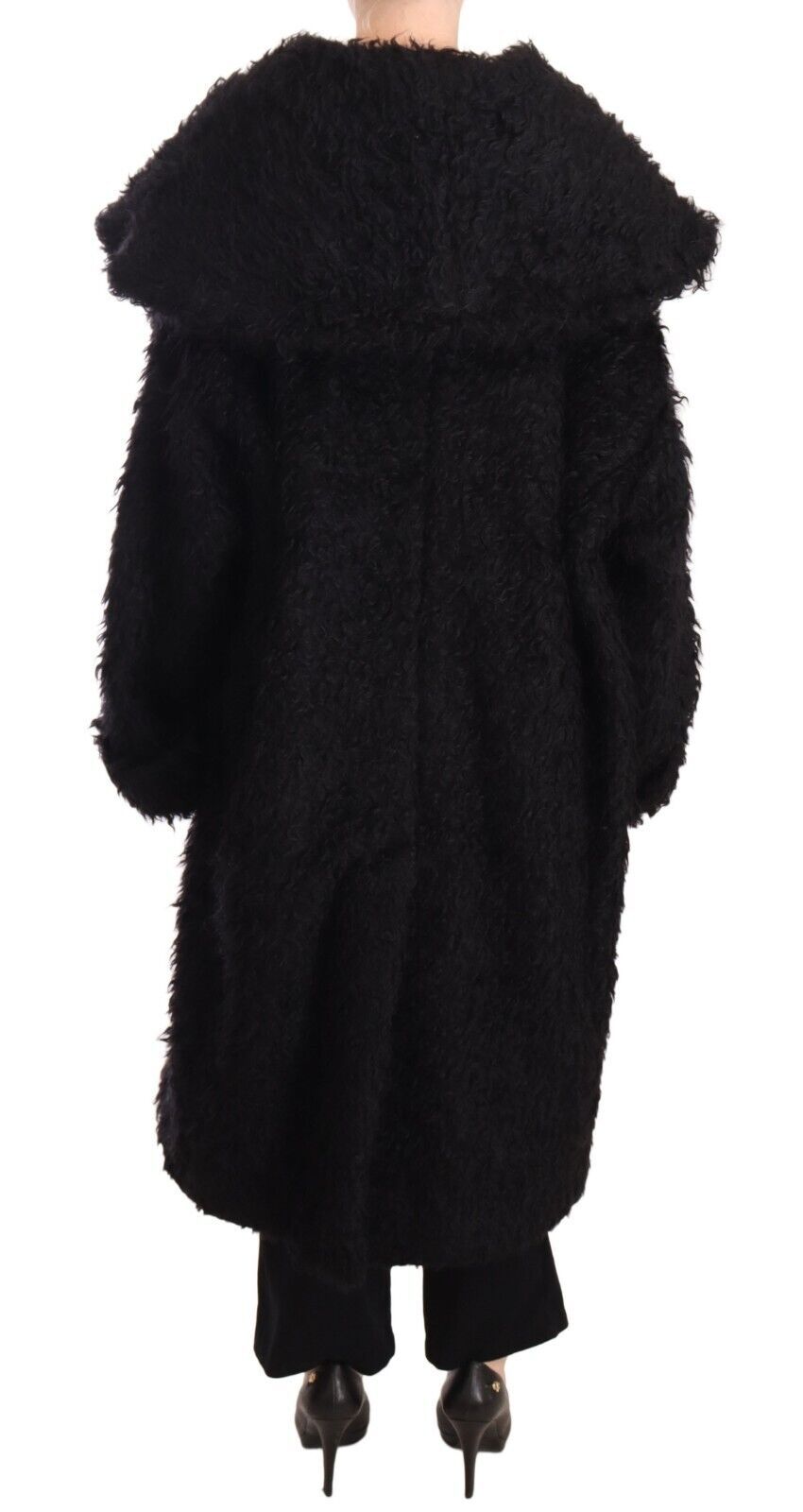 Dolce & Gabbana Dolce & Gabbana Black Mohair Fur Cape Trench Coat Women's Jacket