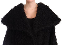 Dolce & Gabbana Dolce & Gabbana Black Mohair Fur Cape Trench Coat Women's Jacket
