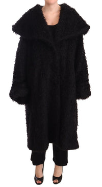 Dolce & Gabbana Dolce & Gabbana Black Mohair Fur Cape Trench Coat Women's Jacket