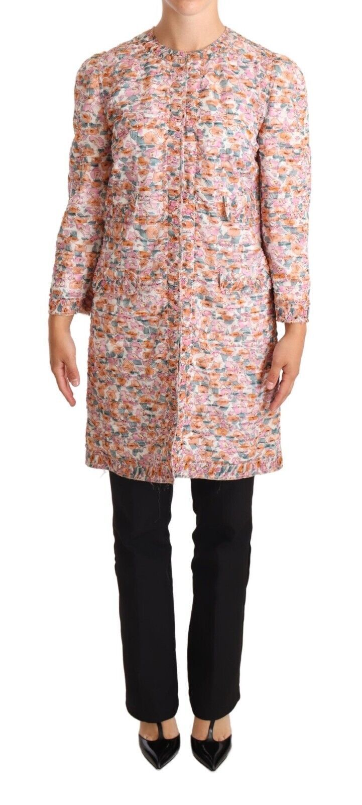 Dolce & Gabbana Dolce & Gabbana Multicolor Floral Print Silk Trench Coat Women's Jacket