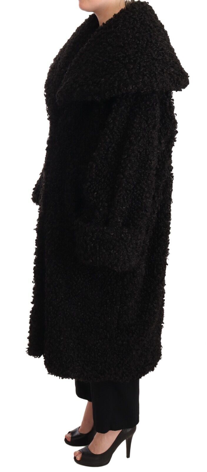 Dolce & Gabbana Dolce & Gabbana Black Polyester Fur Trench Coat Women's Jacket