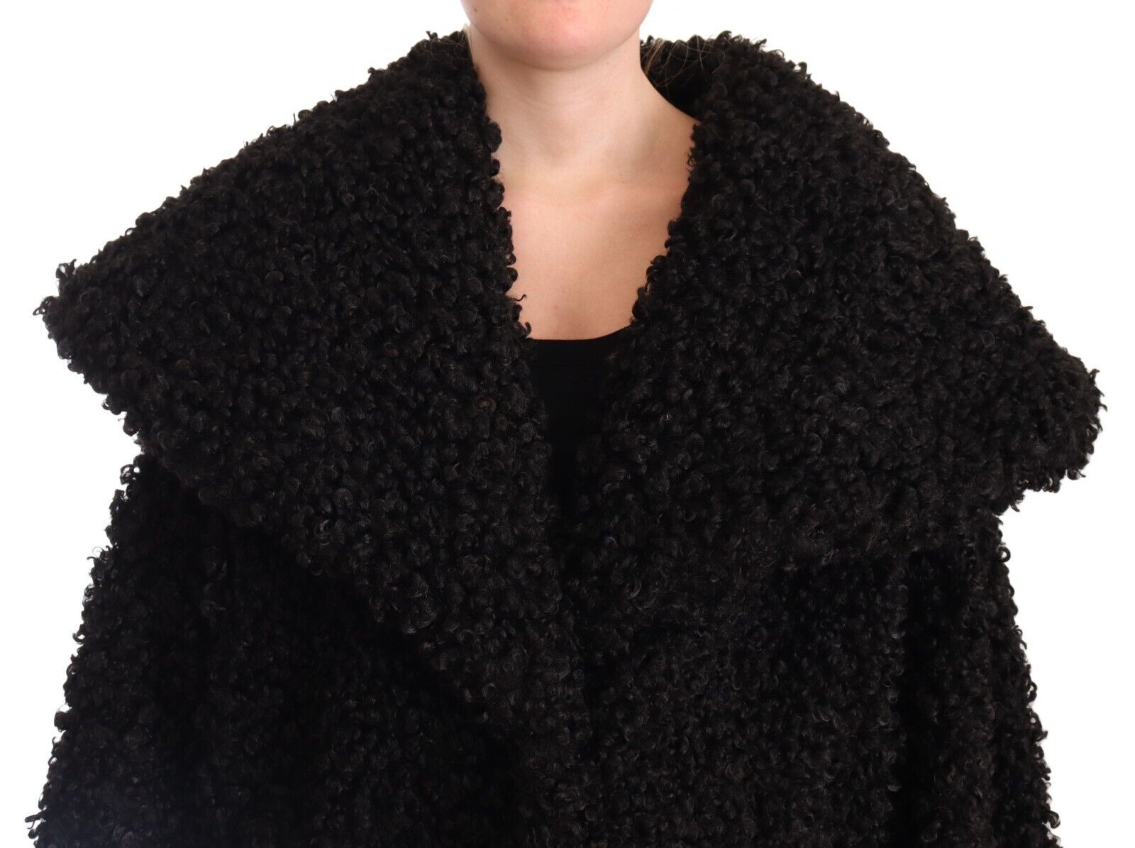 Dolce & Gabbana Dolce & Gabbana Black Polyester Fur Trench Coat Women's Jacket