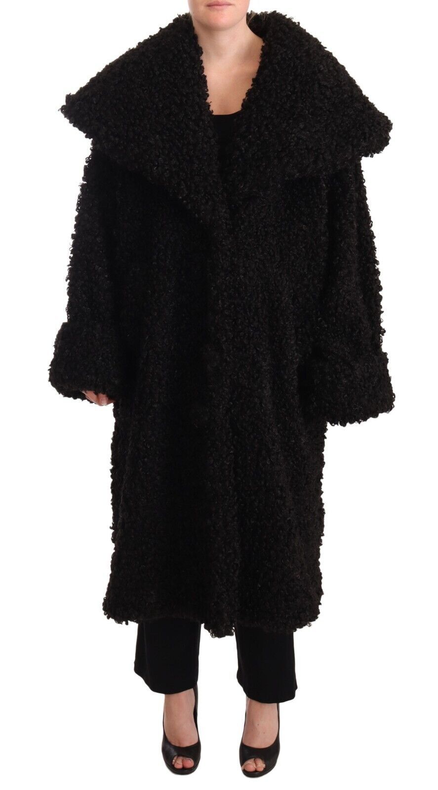 Dolce & Gabbana Dolce & Gabbana Black Polyester Fur Trench Coat Women's Jacket