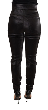 Dolce & Gabbana Black Silver Lurex Thread Cotton Stretch Women's Pants