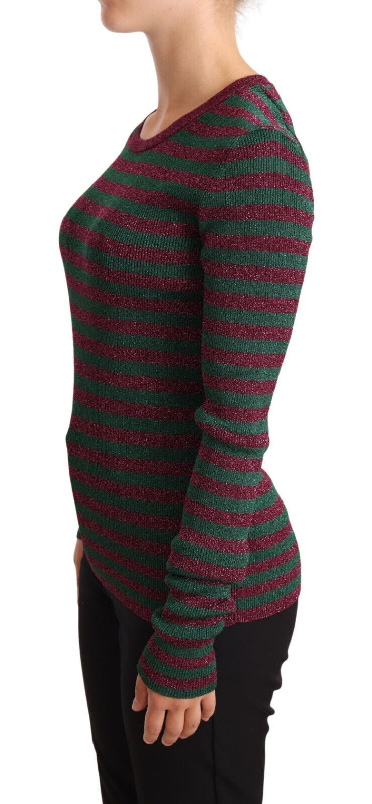 Dolce & Gabbana Multicolor Striped Crew Neck Pullover Women's Sweater