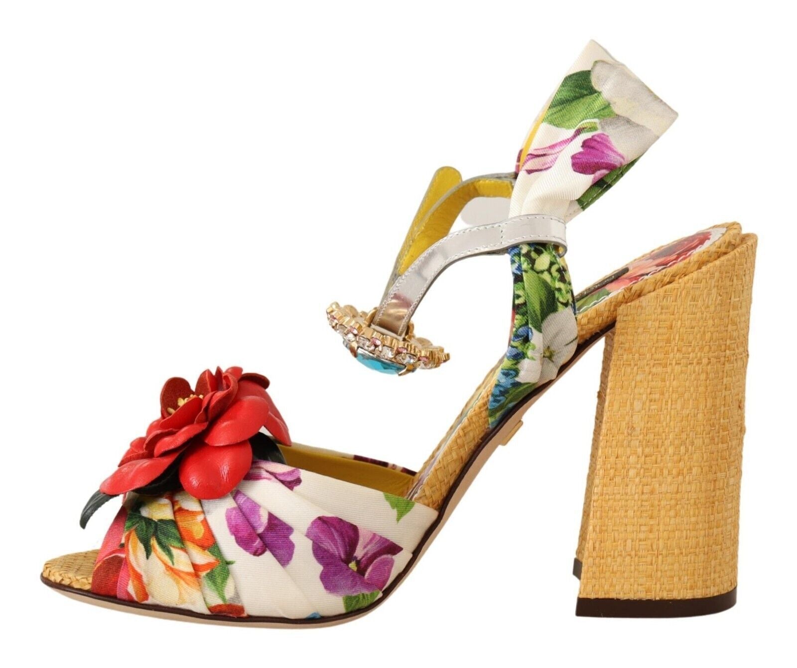 Dolce & Gabbana Multicolor Crystal Embellished Heel Women's Sandals