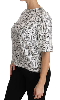 Dolce & Gabbana White Musical Instruments Print Women's Blouse