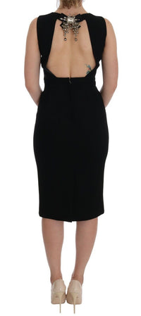 Dolce & Gabbana Black Stretch Crystal Sheath Gown Women's Dress