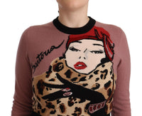 Dolce & Gabbana Pink Cashmere Crewneck Sartoria Pullover Women's Sweater