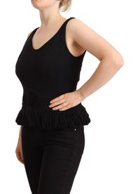 Ermanno Scervino Black Cotton Sleevelesss Tank Casual Women's Top