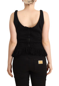 Ermanno Scervino Black Cotton Sleevelesss Tank Casual Women's Top