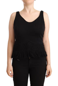 Ermanno Scervino Black Cotton Sleevelesss Tank Casual Women's Top