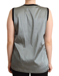 Dolce & Gabbana Silver Round Neck Sleeveless Casual Tank Women's Top