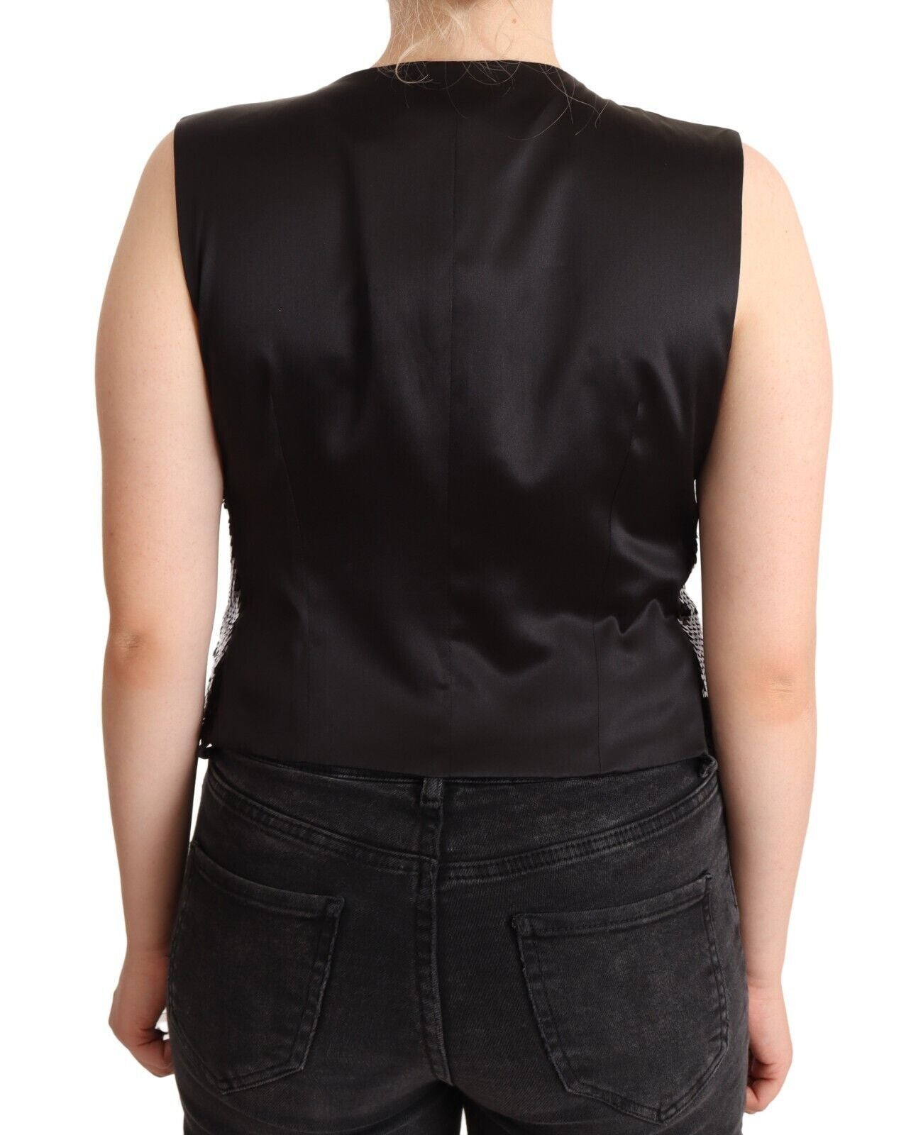 Dolce & Gabbana Dolce & Gabbana Black Sequin V-Neck Sleeveless Vest Tank Women's Top