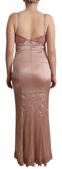 Dolce & Gabbana Pink Lace Long Bodycon Maxi Polyester Women's Dress