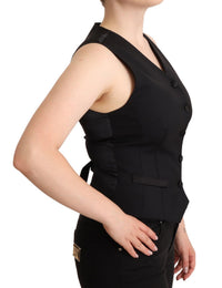 Dolce & Gabbana Dolce & Gabbana Black Button Down Sleeveless Viscose Vest Women's Top