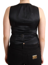 Dolce & Gabbana Dolce & Gabbana Black Button Down Sleeveless Viscose Vest Women's Top