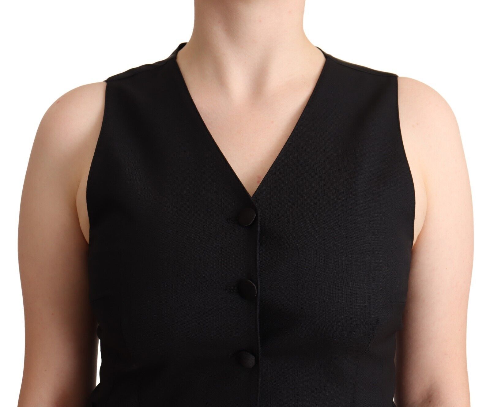 Dolce & Gabbana Dolce & Gabbana Black Button Down Sleeveless Viscose Vest Women's Top