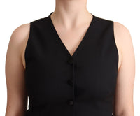 Dolce & Gabbana Dolce & Gabbana Black Button Down Sleeveless Viscose Vest Women's Top