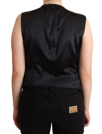 Dolce & Gabbana Dolce & Gabbana Black Button Down Sleeveless Vest Waiscoat Women's Top