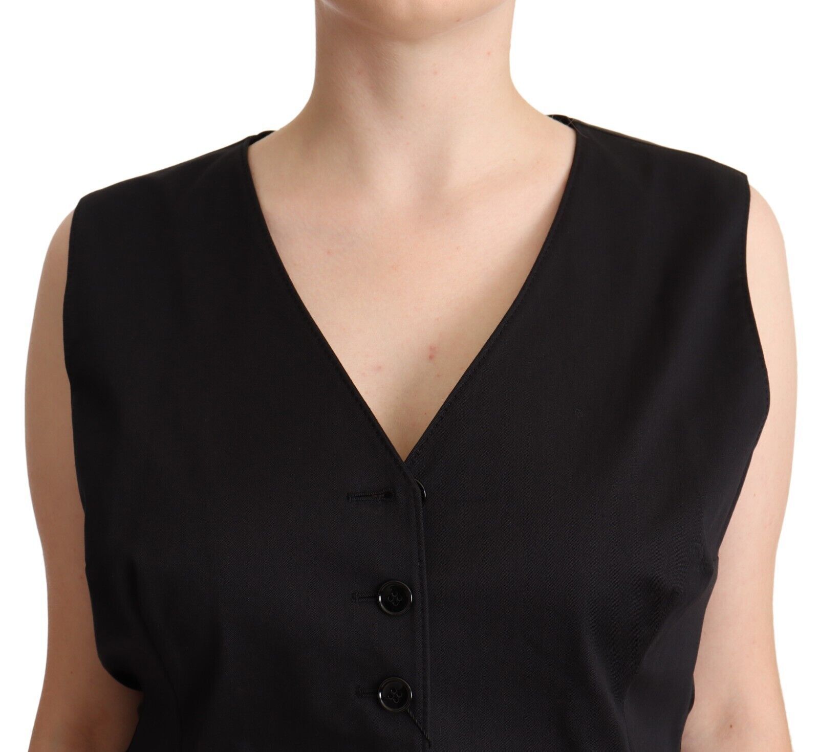 Dolce & Gabbana Dolce & Gabbana Black Button Down Sleeveless Vest Waiscoat Women's Top