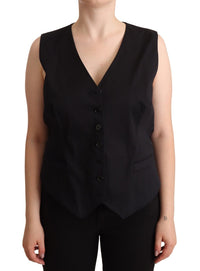 Dolce & Gabbana Dolce & Gabbana Black Button Down Sleeveless Vest Waiscoat Women's Top