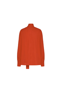 Valentino Garavani Valentino Tie-Neck Silk Georgette Blouse Off Orange 4B3Ab3Y31Mh_Ofi