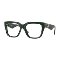 Burberry Eyeglasses Square Full Rim, Green Frame and Clear Demo Lenses Lens BE24034038
