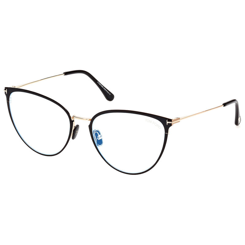Tom Ford Eyeglasses Cat Eye Full Rim, Matte Brown Frame and Clear Blue Light Block Lens FT5840-B046