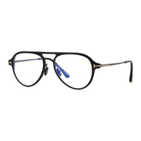 Tom Ford Eyeglasses Aviator Full Rim, Black Frame and Clear/Blue-Light Block Lenses Lens FT5972-B005
