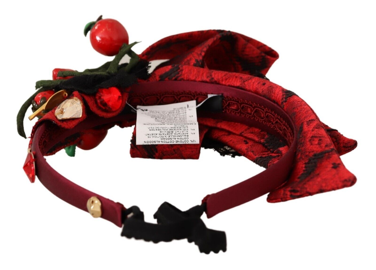 Dolce & Gabbana Dolce & Gabbana Red Tiara Berry Fruit Crystal Bow Hair Diadem Women's Headband