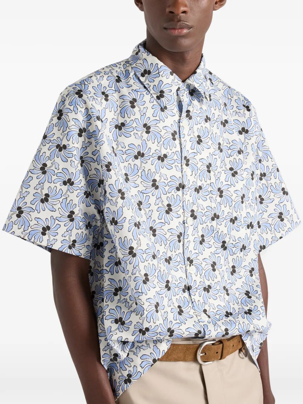Prada Men Freesia-Print Cotton Blend Bowling Shirt