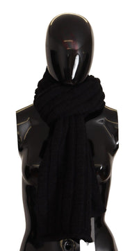 Dolce & Gabbana Black Virgin Wool Knitted Unisex Warmer Shawl Women's Scarf