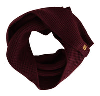 Dolce & Gabbana Dark Red Cashmere Logo Wrap Shawl Knitted Women's Scarf