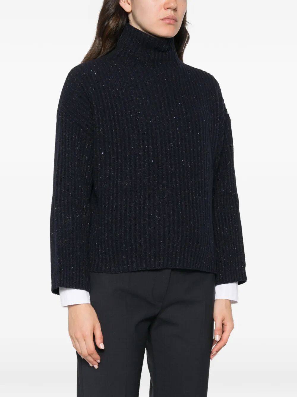 BRUNELLO CUCINELLI Brunello Cucinelli Women Sequin-Embellished Ribbed Cashmere Turtleneck