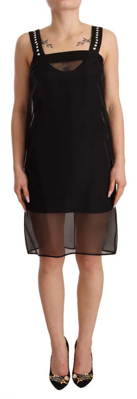 Dolce & Gabbana Black Silk Stretch Crystal Sheath Mini Women's Dress