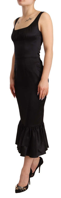 Dolce & Gabbana Black Silk Stretch Sheath Mermaid Midi Women's Dress