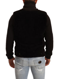Dolce & Gabbana Black Leather Mens Turtle Neck Coat Men's Jacket