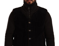 Dolce & Gabbana Black Leather Mens Turtle Neck Coat Men's Jacket