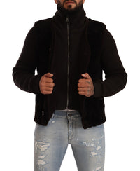 Dolce & Gabbana Black Leather Mens Turtle Neck Coat Men's Jacket
