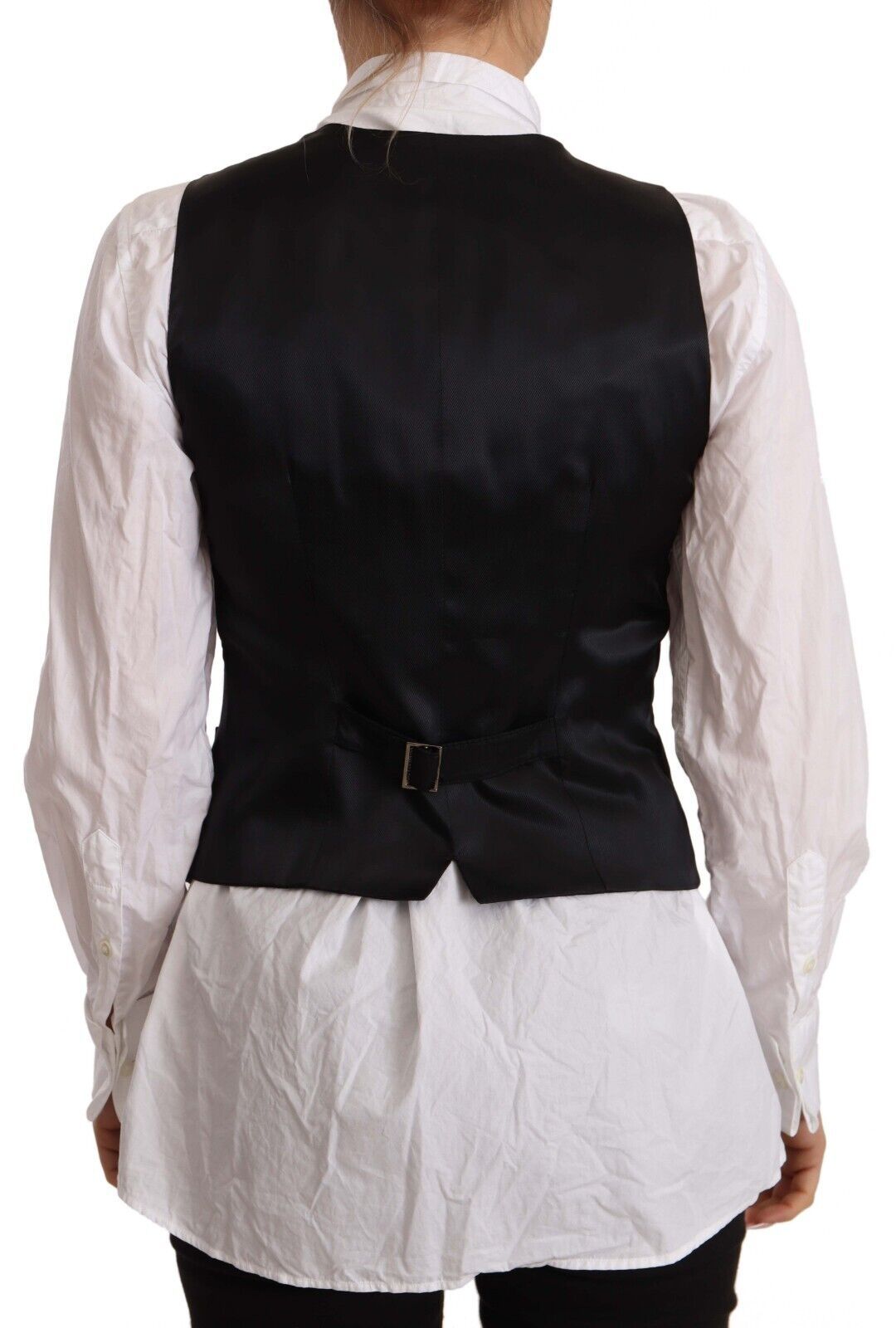 Dolce & Gabbana Dolce & Gabbana Black Button Down Sleeveless Vest Viscose Women's Top