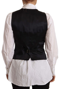 Dolce & Gabbana Dolce & Gabbana Black Button Down Sleeveless Vest Viscose Women's Top