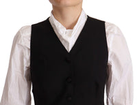 Dolce & Gabbana Dolce & Gabbana Black Button Down Sleeveless Vest Viscose Women's Top