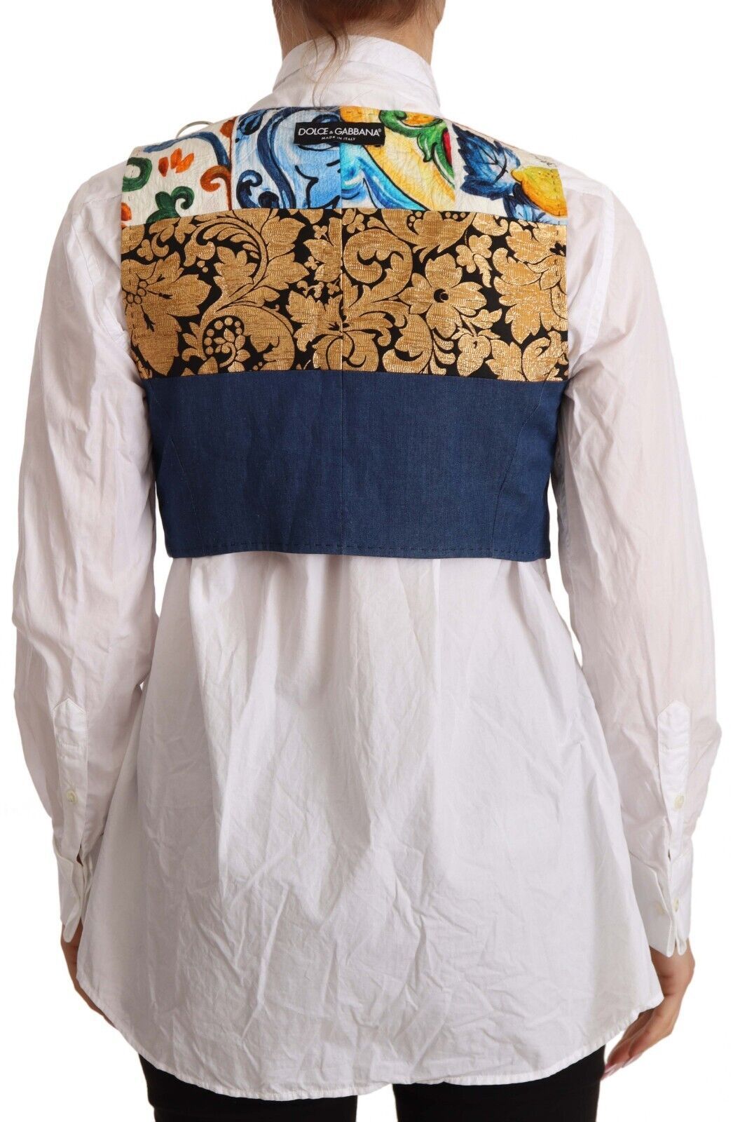 Dolce & Gabbana Dolce & Gabbana Multicolor Embellished Waist Coat Cotton Women's Top