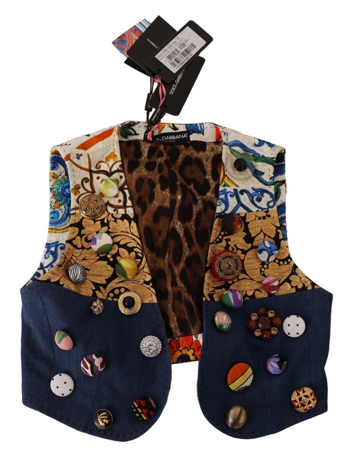 Dolce & Gabbana Dolce & Gabbana Multicolor Embellished Waist Coat Cotton Women's Top