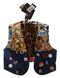 Dolce & Gabbana Dolce & Gabbana Multicolor Embellished Waist Coat Cotton Women's Top
